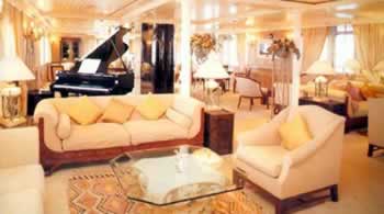 SAVARONA Mega Yacht Charter Greece Main Lounge and grand piano