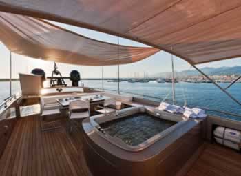 Picture Sun deck AB 116 superyacht M/Y Blue Force One 119 feet luxury crewed motor yacht charter East Mediterranean