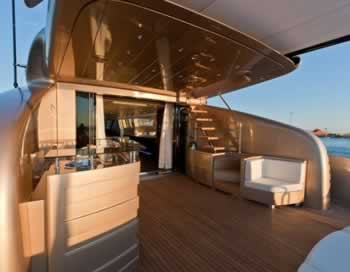 Picture Aft deck AB 116 superyacht M/Y Blue Force One 119 feet luxury crewed motor yacht charter Greece West Mediterranean