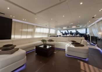 Picture Salon AB 116 superyacht M/Y Blue Force One 119 feet luxury crewed motor yacht charter Greece West Mediterranean