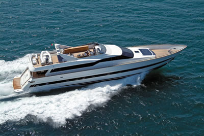 SIN TECNOMAR 112 feet luxury crewed motor yacht charter Greecei 112 feet luxury crewed motor yacht charter Greece