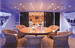 SIN TECNOMAR 112 feet luxury crewed motor yacht charter Greece