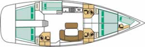 Layout Cyclades 50.5 Beneteau bareboat sailing yacht charter Greece