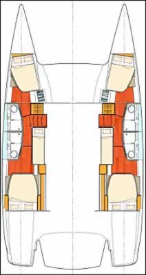 Catamaran charter Greece SALINA 48 Fountaine Pajot Layout