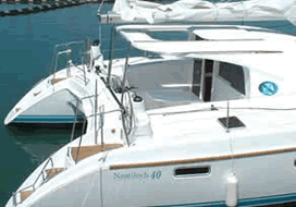 Catamaran charter Greece bareboat skipperd or cewed with skipper and crew Nautitech 40