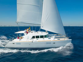 Catamaran charter Greece bareboat skipperd or cewed with skipper and crew Lagoon 440