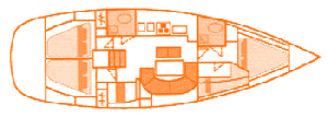 Oceanis 411 layout 4 cabin